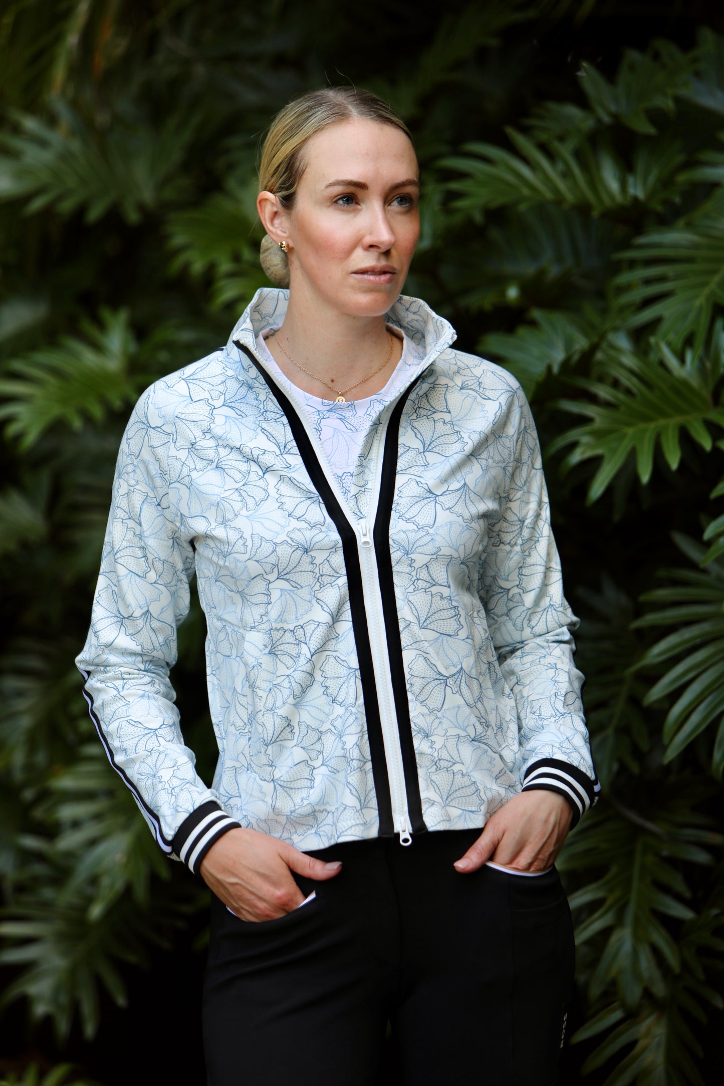 Kastel Denmark Track Jacket Chambray Blue Poppies