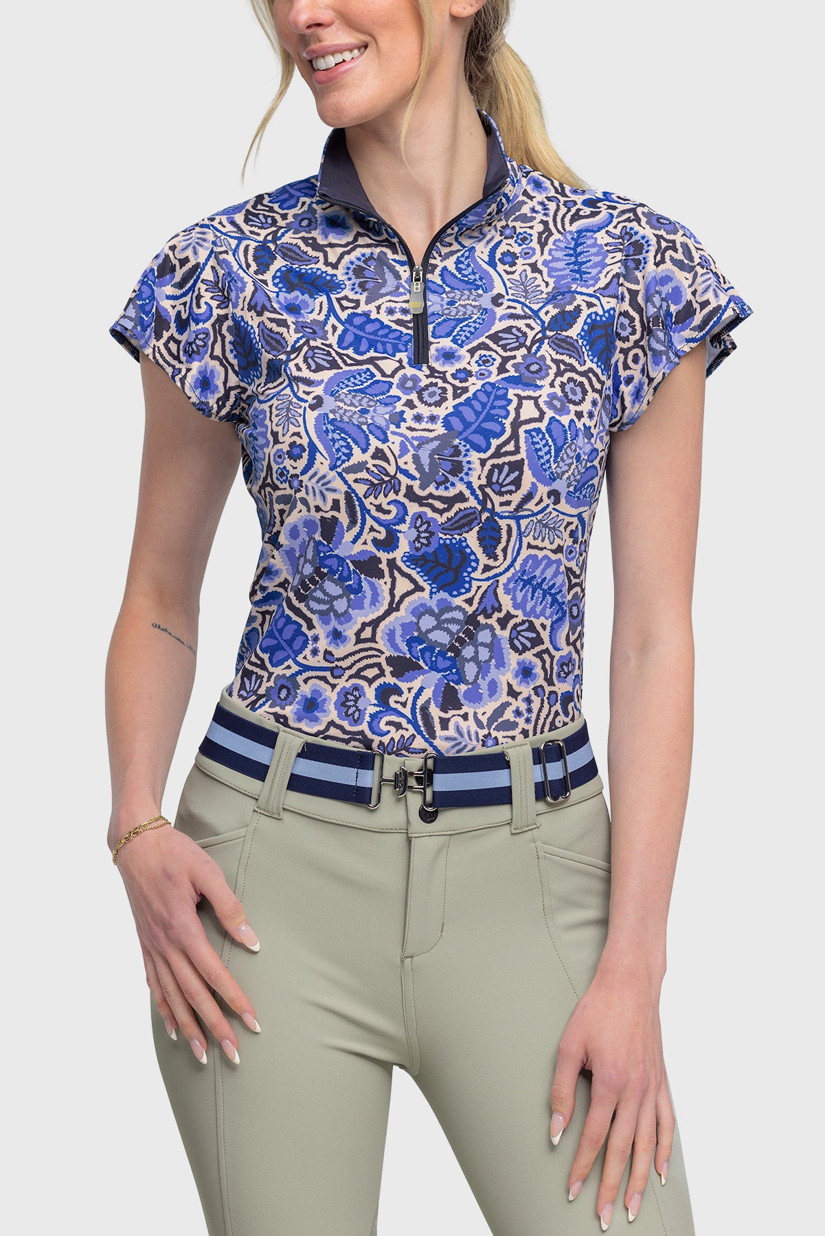Kastel Denmark Flutter Sleeve Navy Foliage