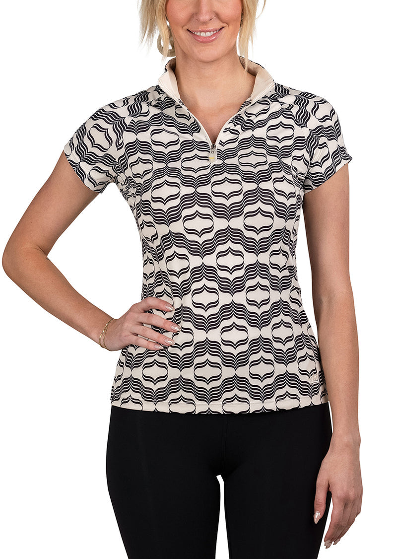 Kastel Denmark Cap Sleeve Black and White Geometric