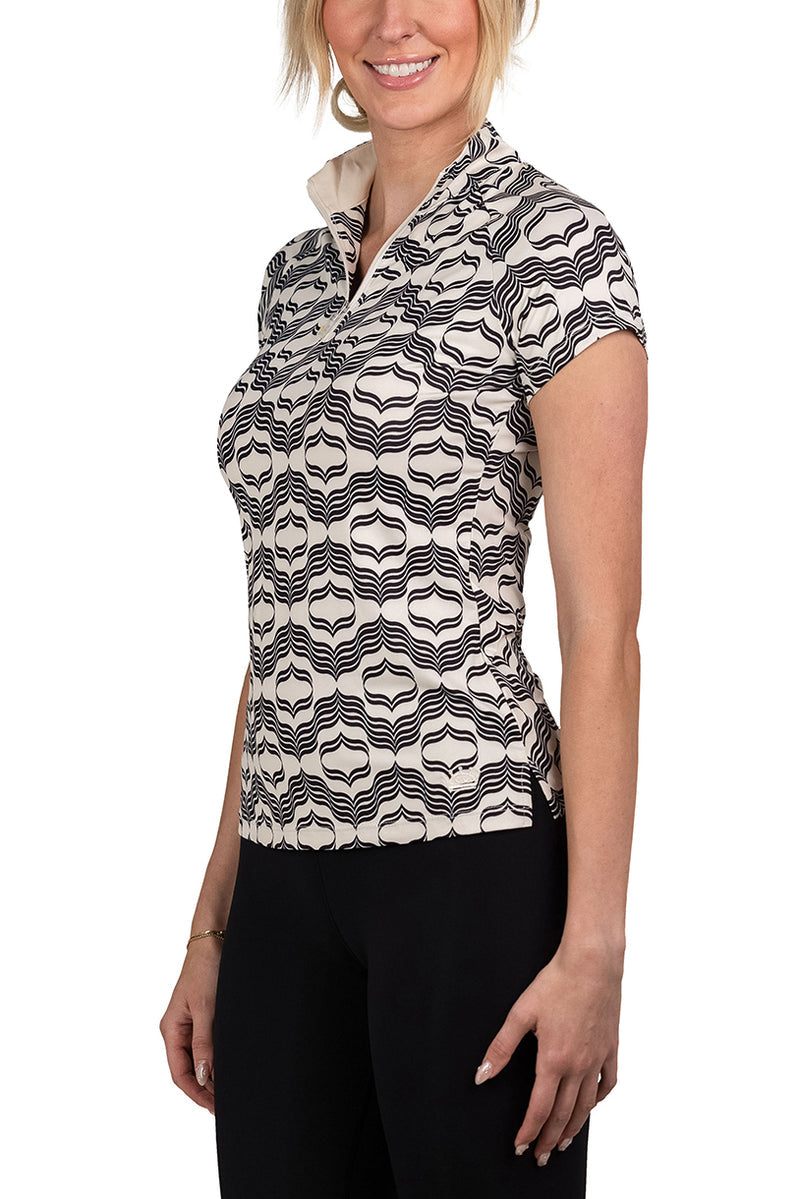 Kastel Denmark Cap Sleeve Black and White Geometric