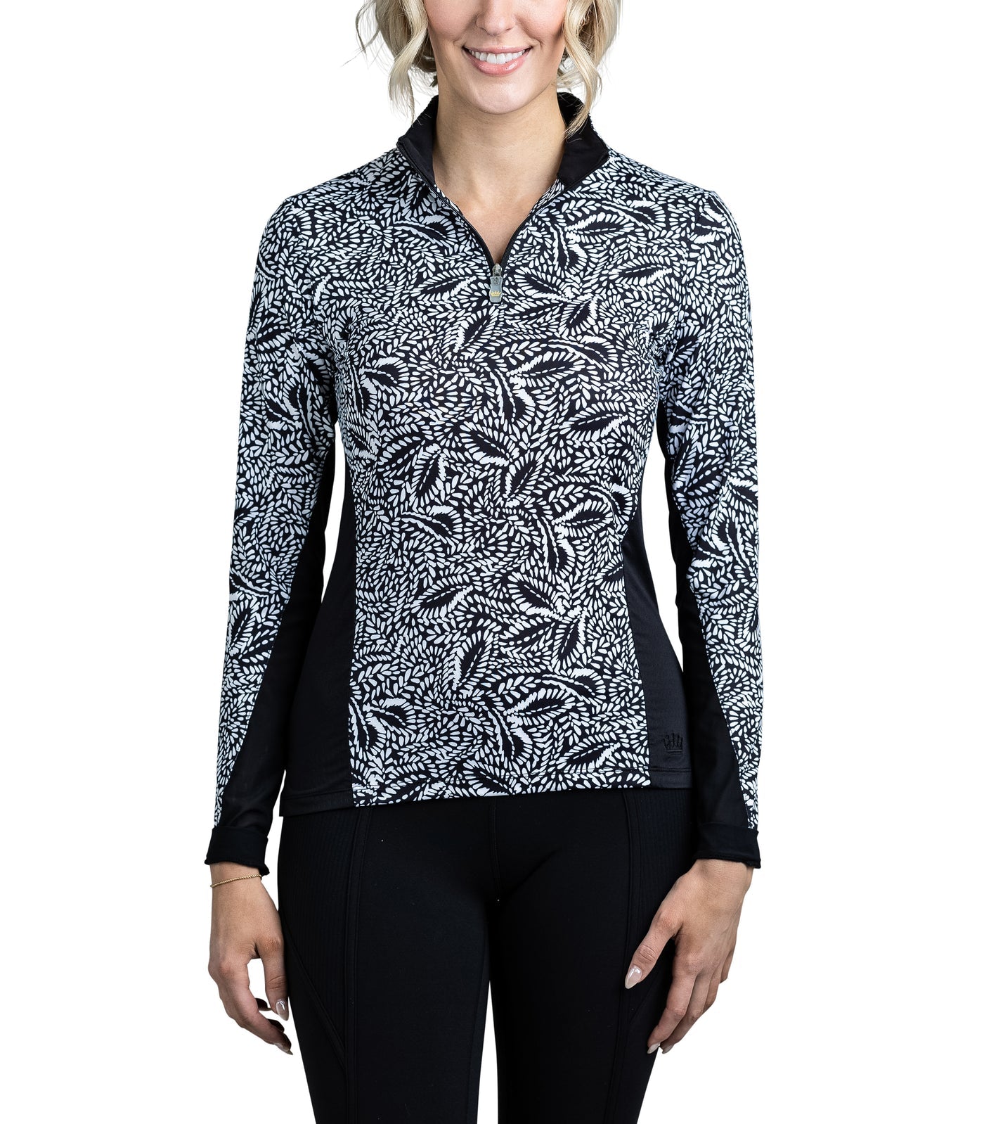 Kastel Denmark Long Sleeve Black and White Leaves