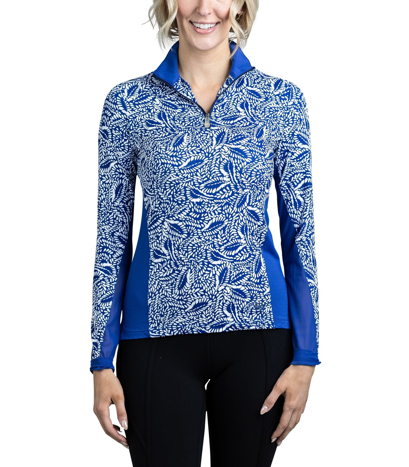 Kastel Denmark Long Sleeve Extended Mesh Blue and White Leave