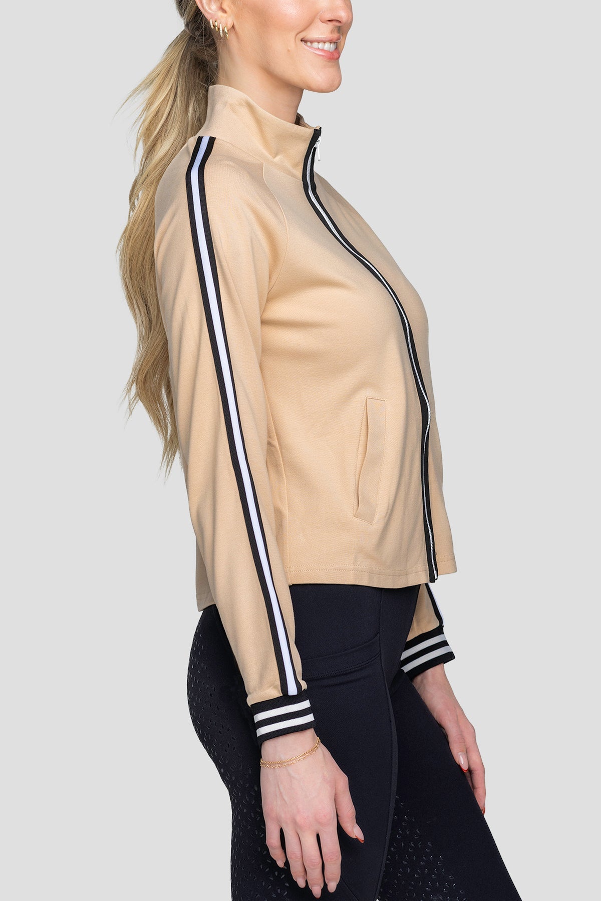 Kastel Denmark Long Sleeve Sand Track Jacket with Full Zip and Trim