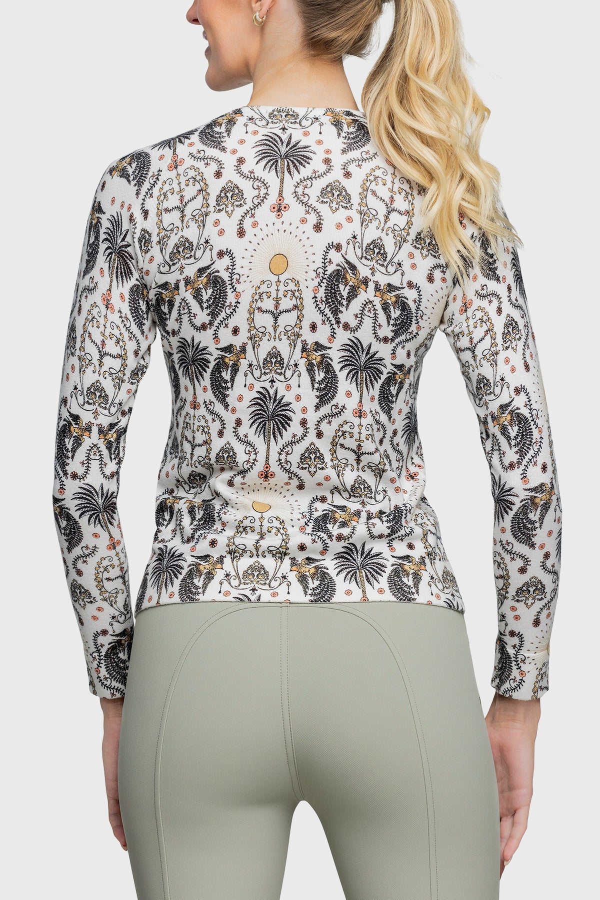 Kastel Denmark Long Sleeve White Regal Palm Crewneck Jumper