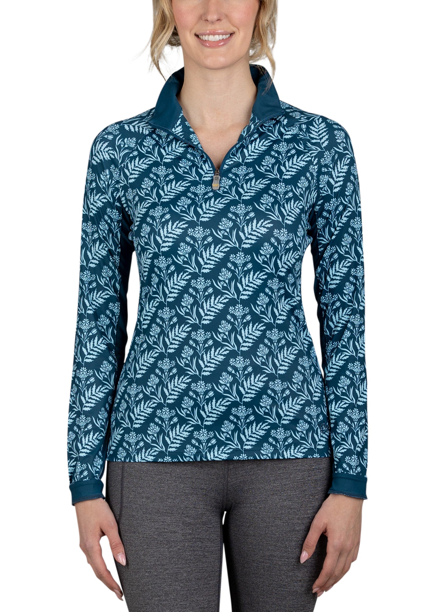 Long Sleeve Sailor Blue Botanical 1/4 Zip