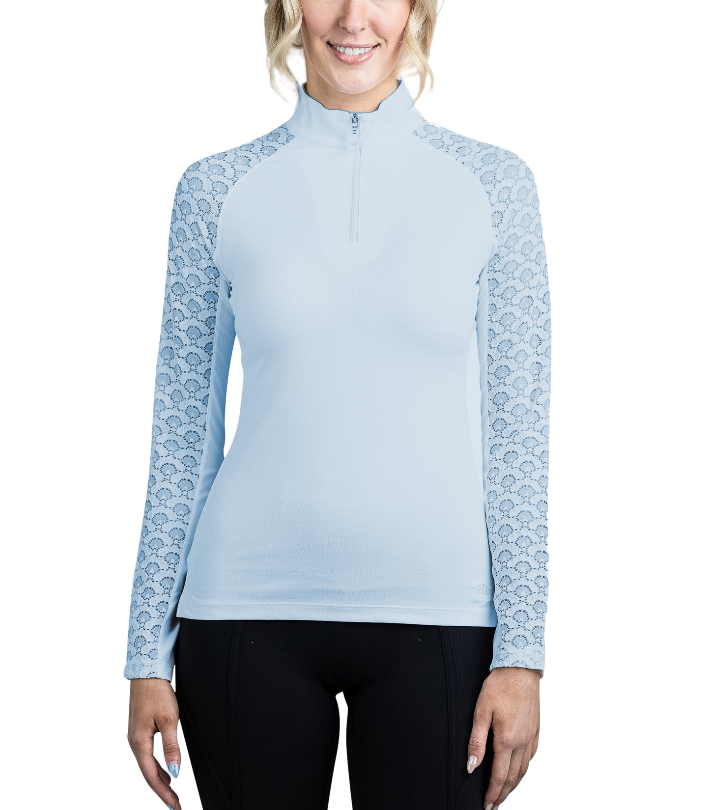 Light Blue Lace Long Sleeve Raglan