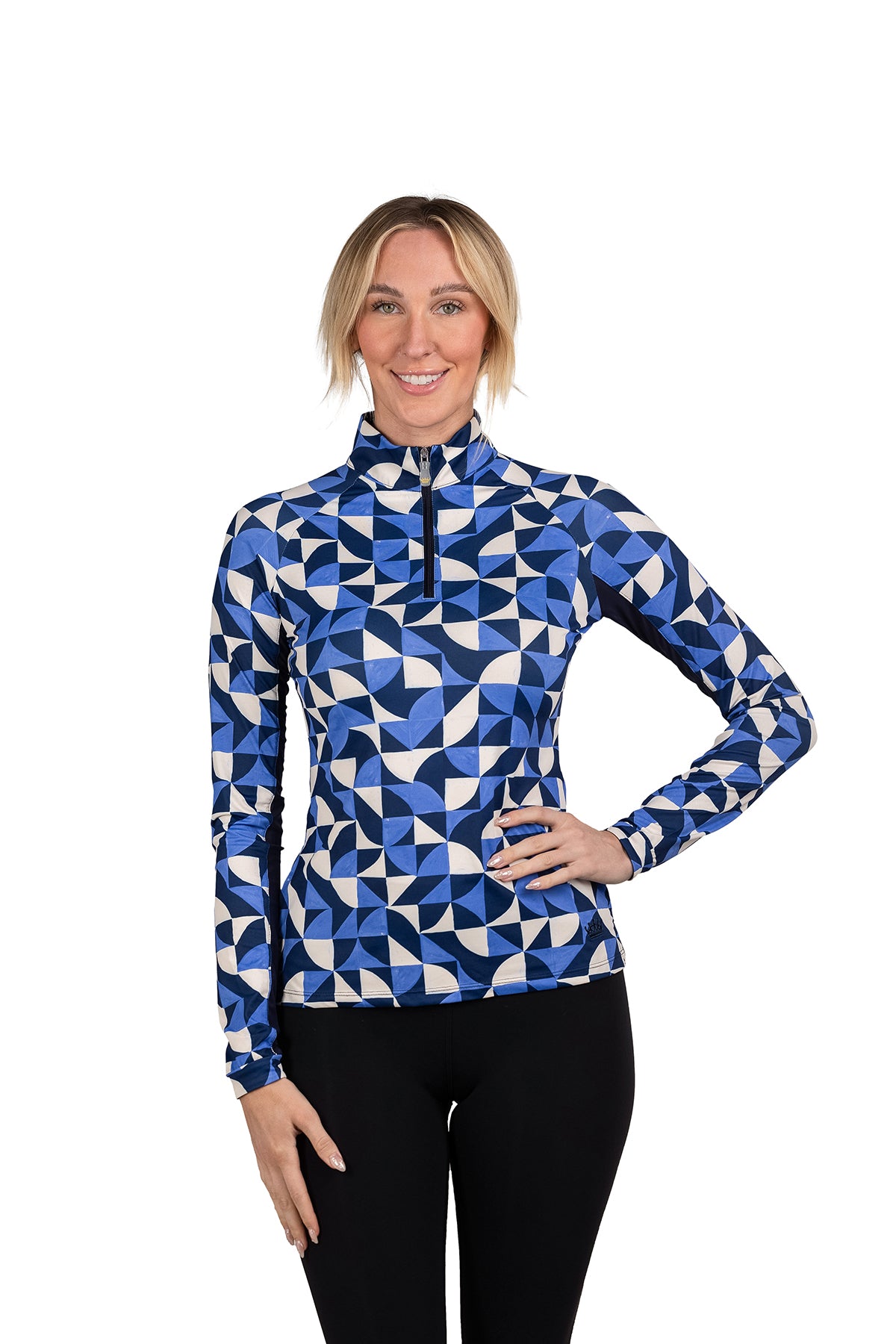 Long Sleeve Navy Geometric