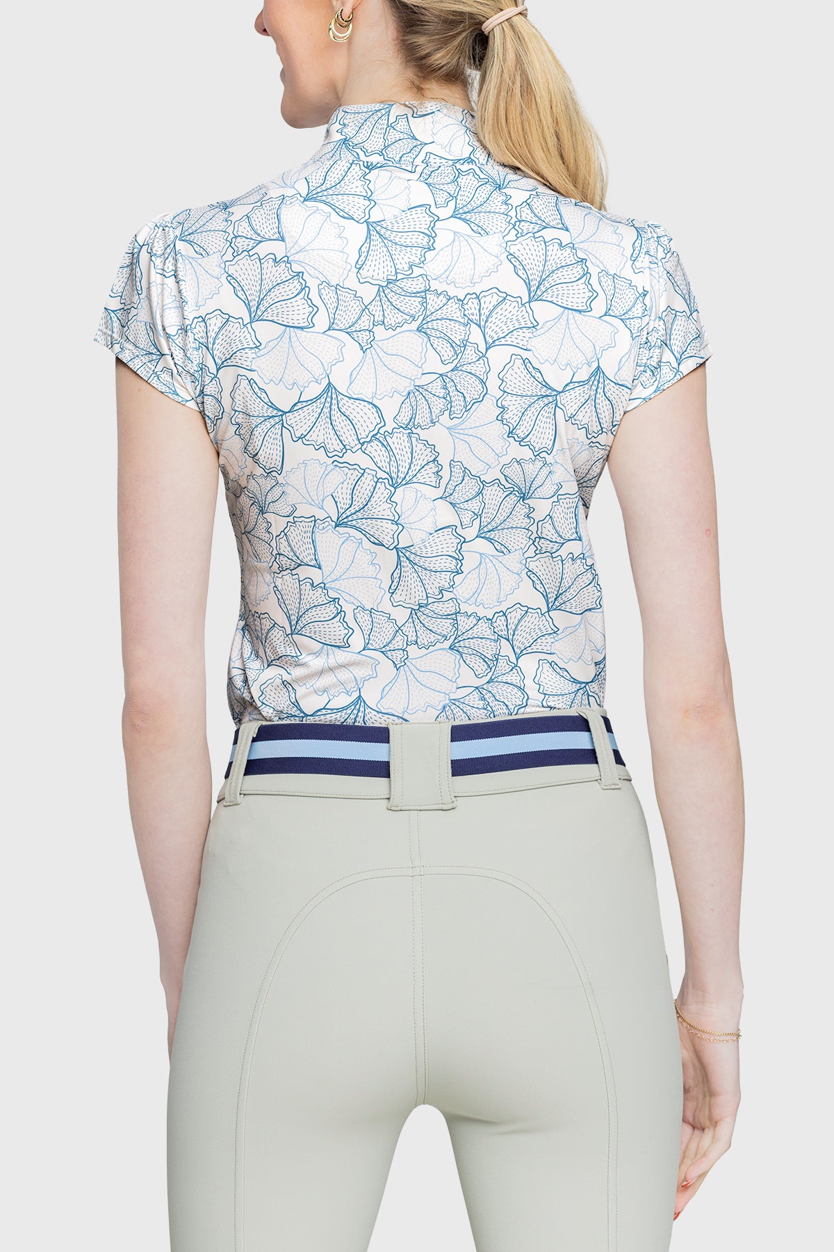 Kastel Denmark Cap Sleeve Chambray Blue Poppies