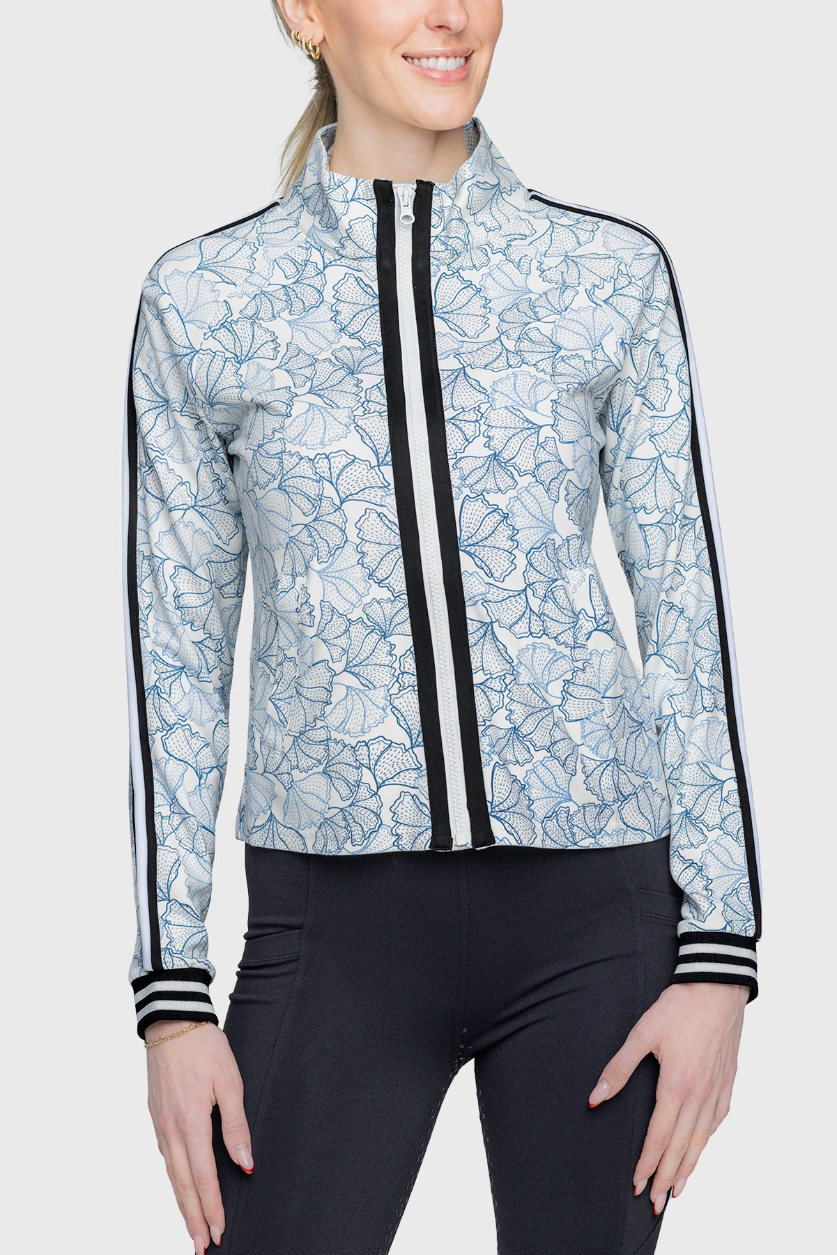 Kastel Denmark Track Jacket Chambray Blue Poppies