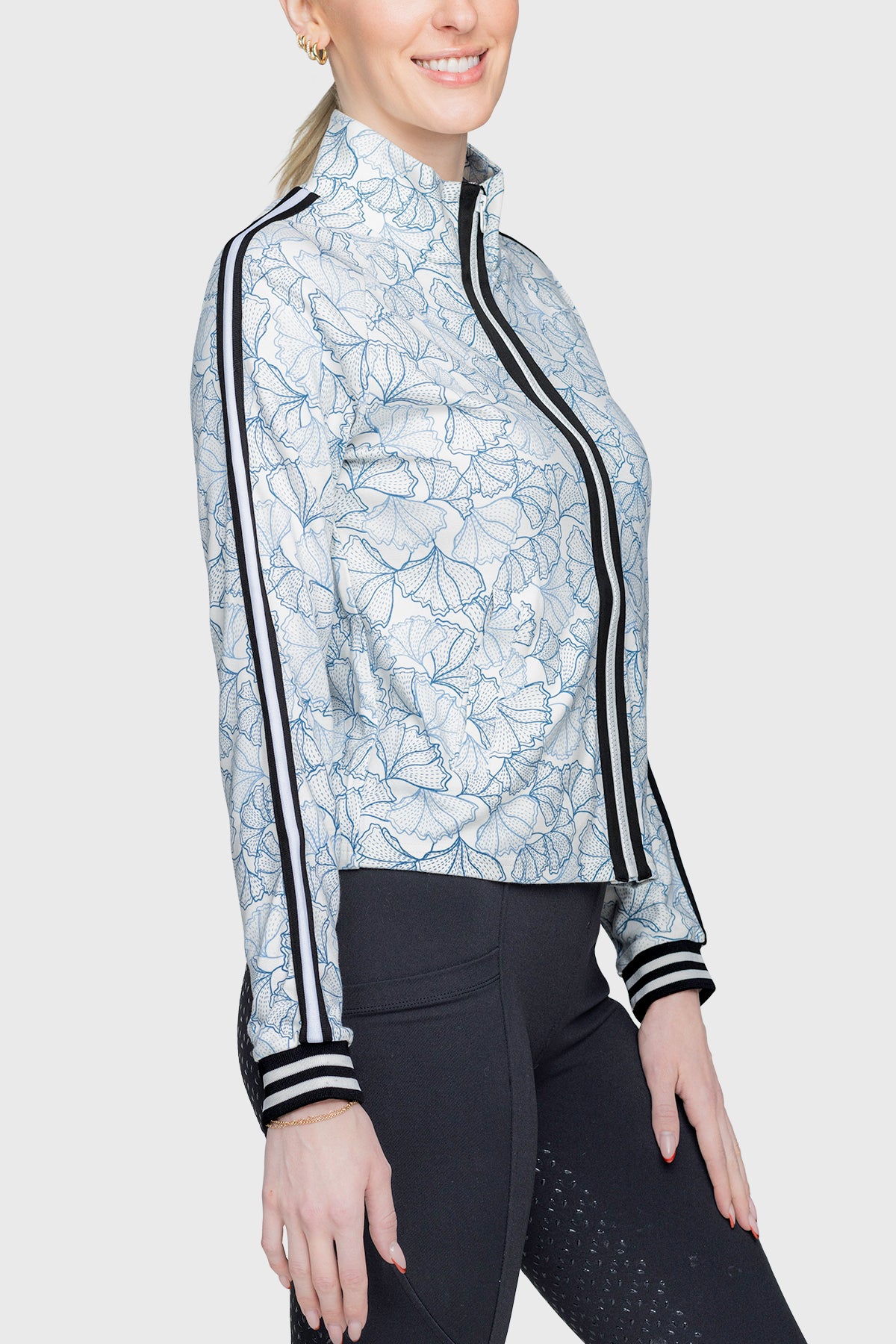Kastel Denmark Track Jacket Chambray Blue Poppies