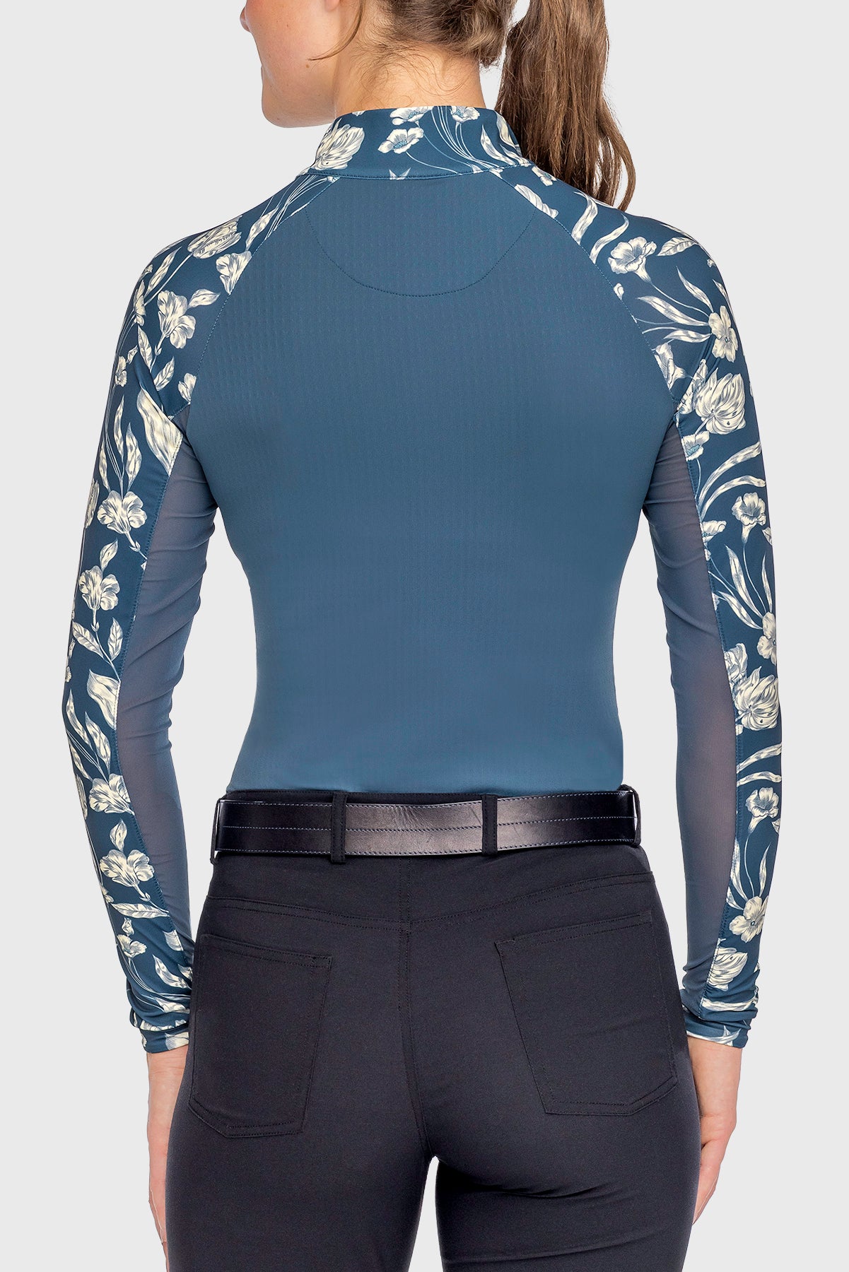 Kastel Denmark Sailor Blue French Tulip Raglan Long Sleeve 1/4 Zip Sun Shirt
