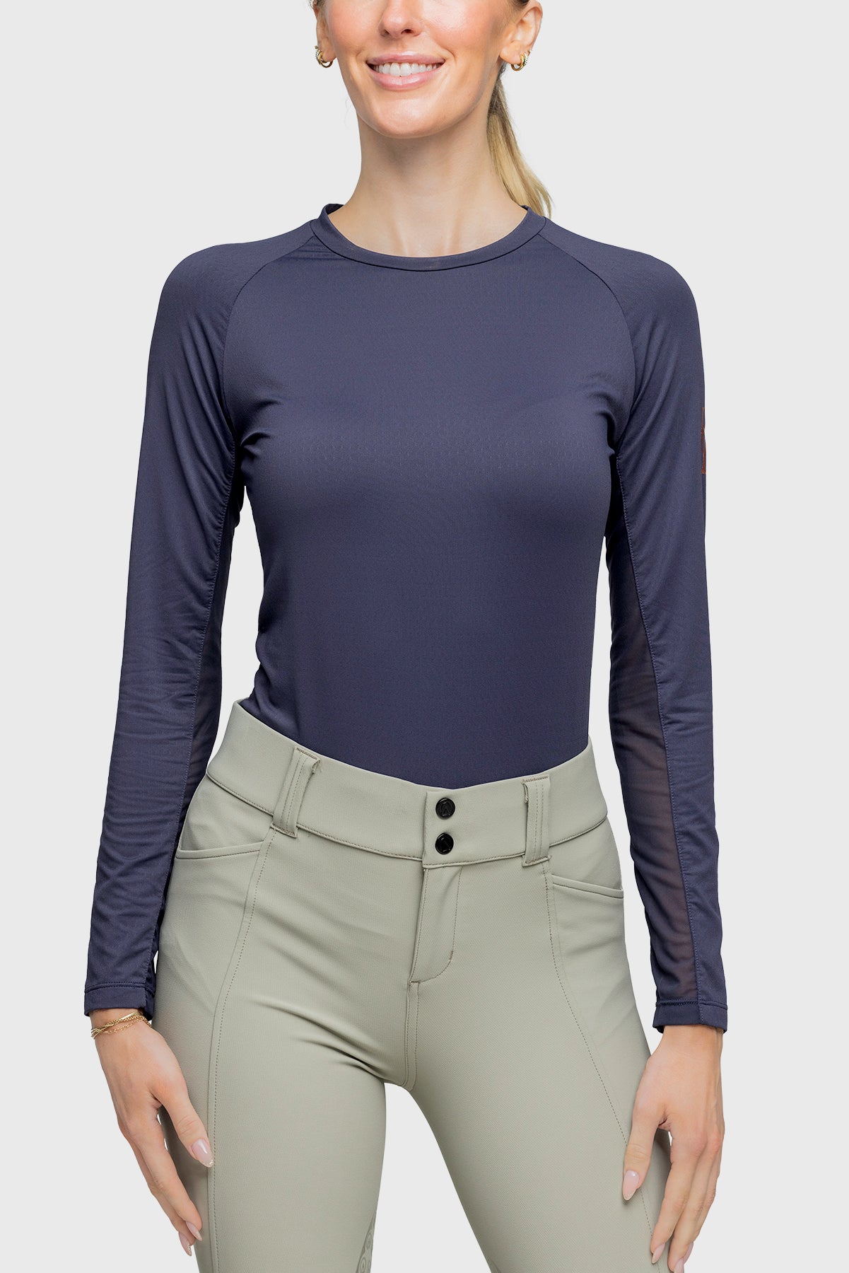 Kastel Denmark Long Sleeve Solid Crew Neck Navy