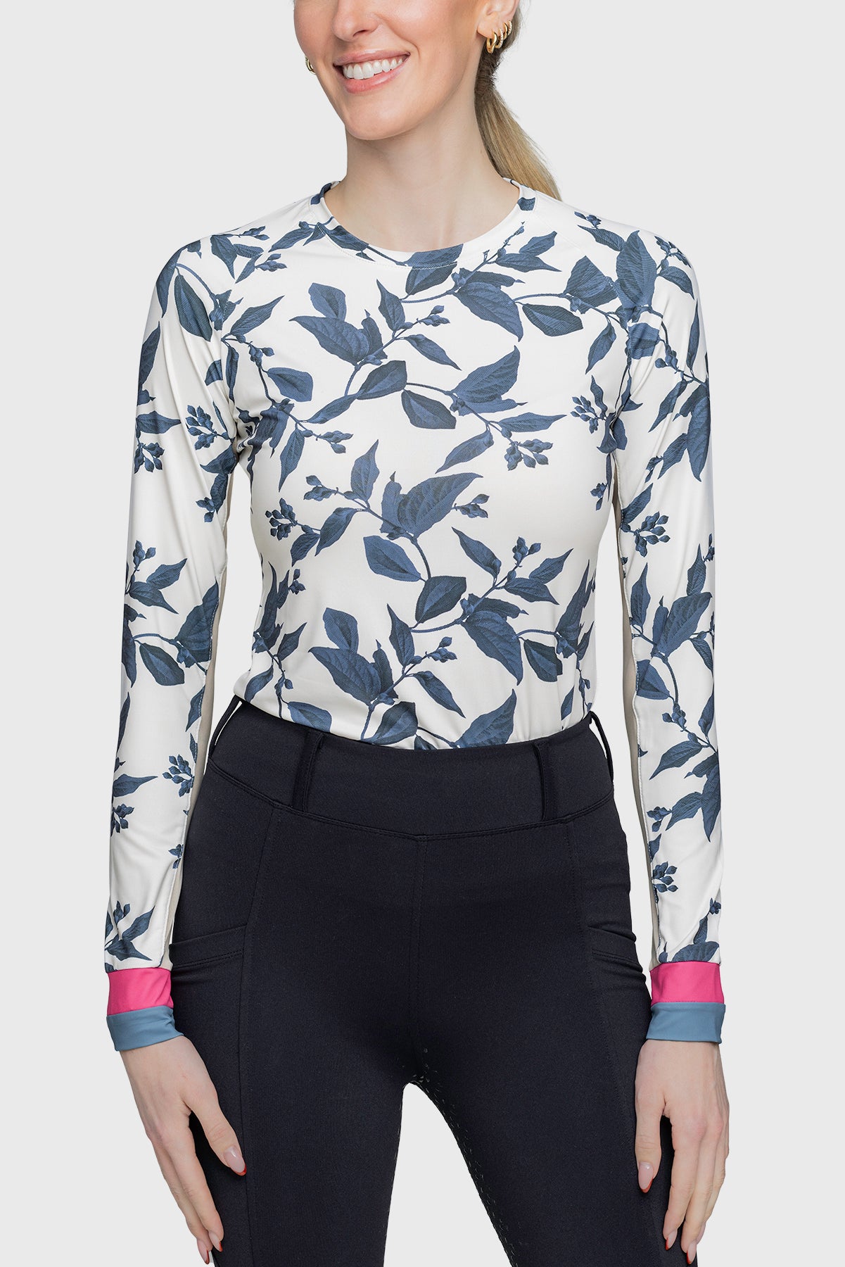 Kastel Denmark Crewneck Long Sleeve Indigo Lithograph Leaf