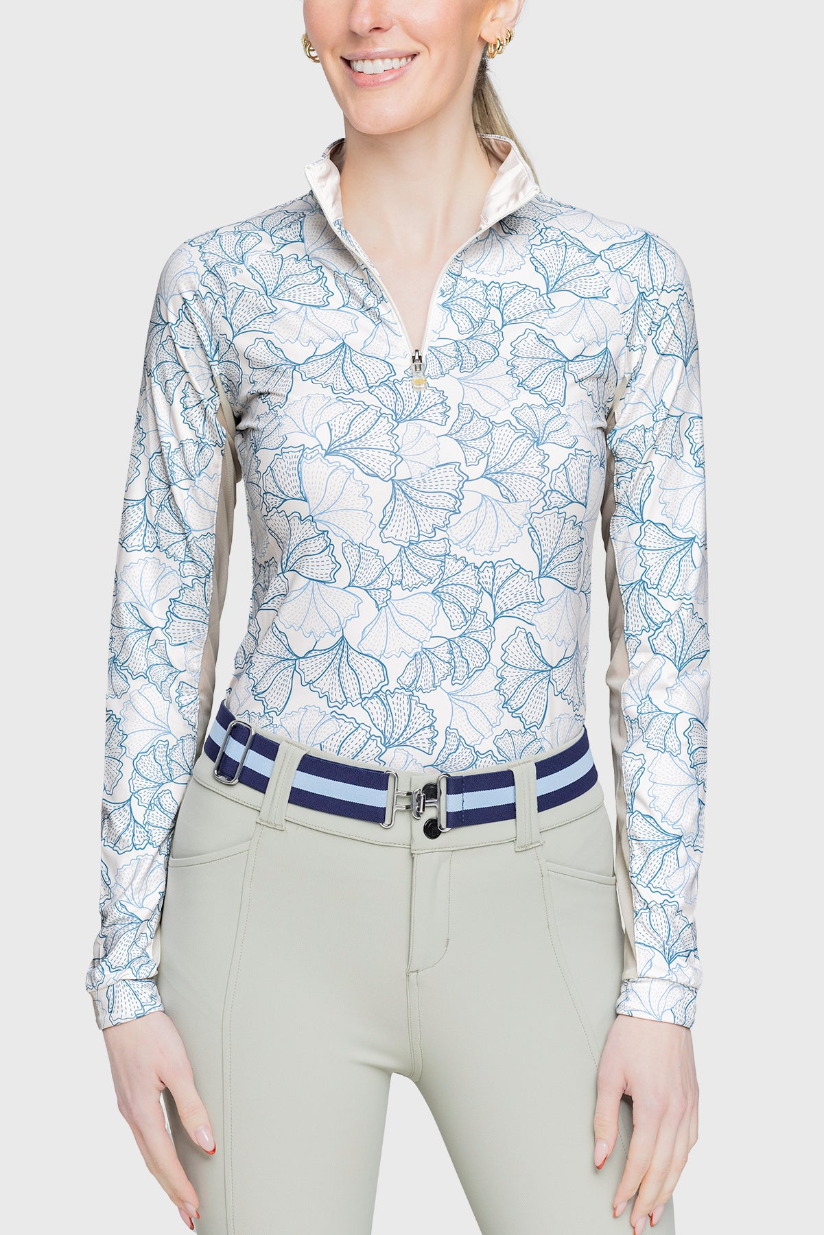 Kastel Denmark Long Sleeve Chambray Blue Poppies