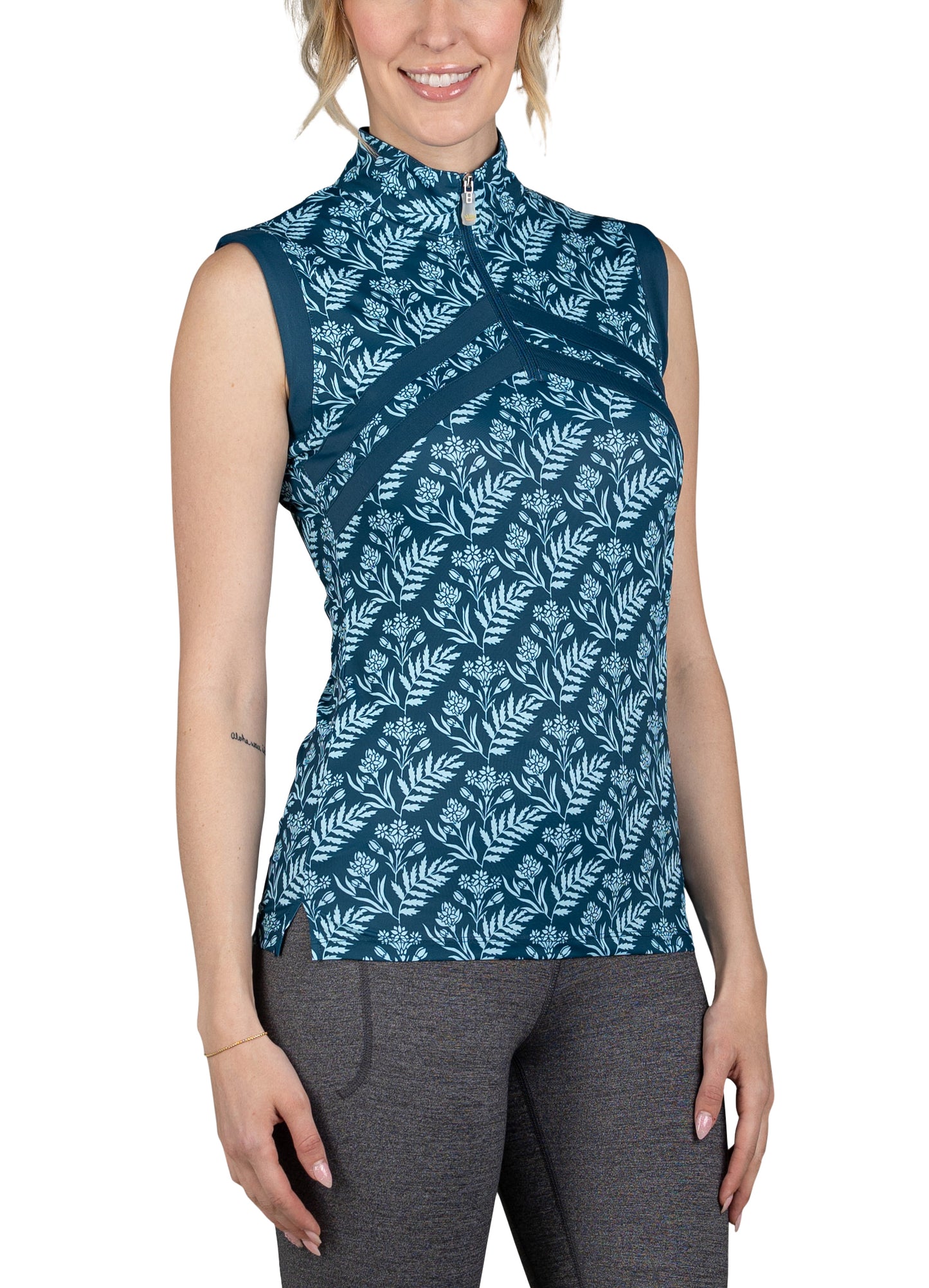 Sleeveless Tank Sailor Blue Botanical Chevron