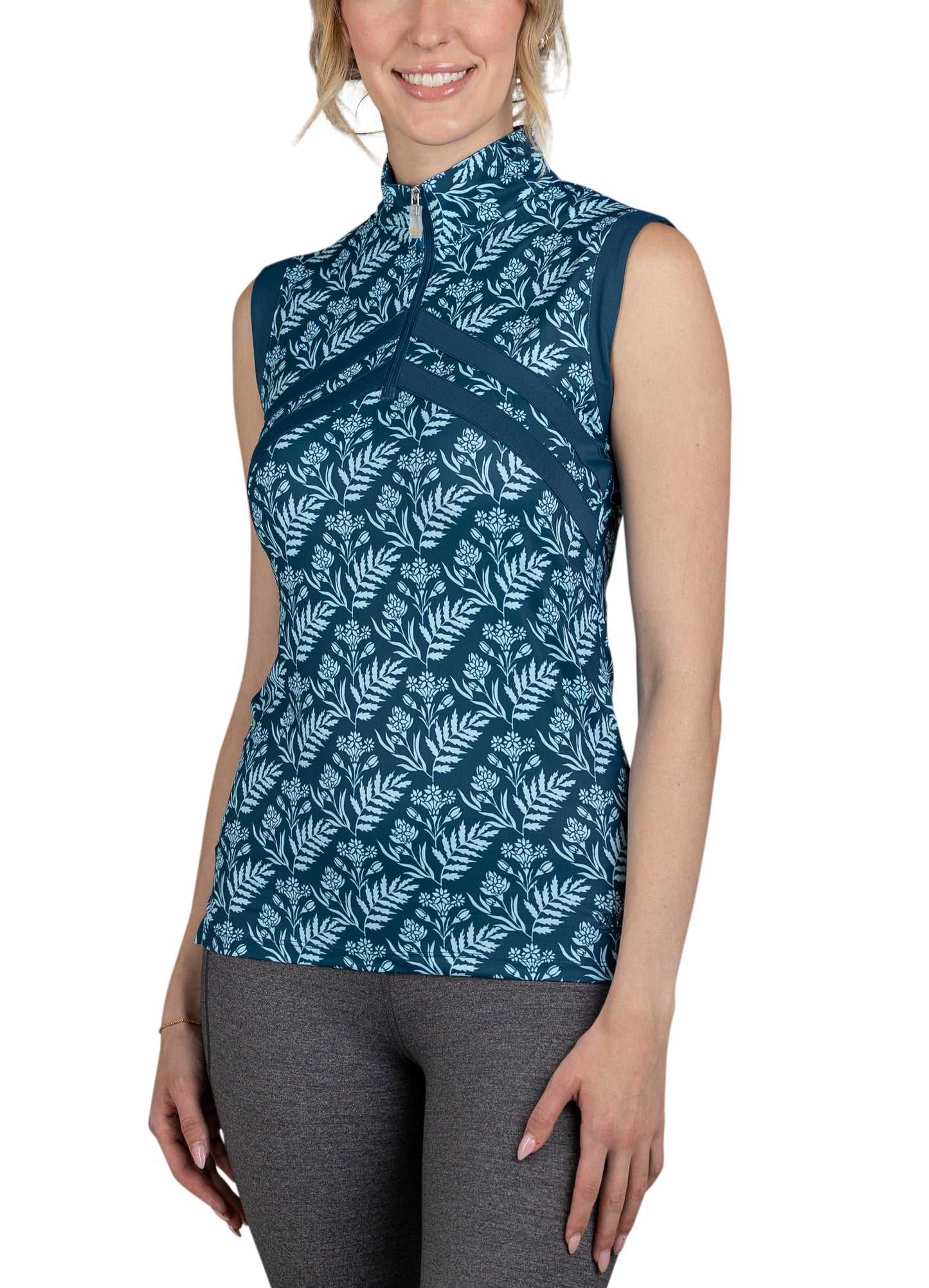 Sleeveless Tank Sailor Blue Botanical Chevron