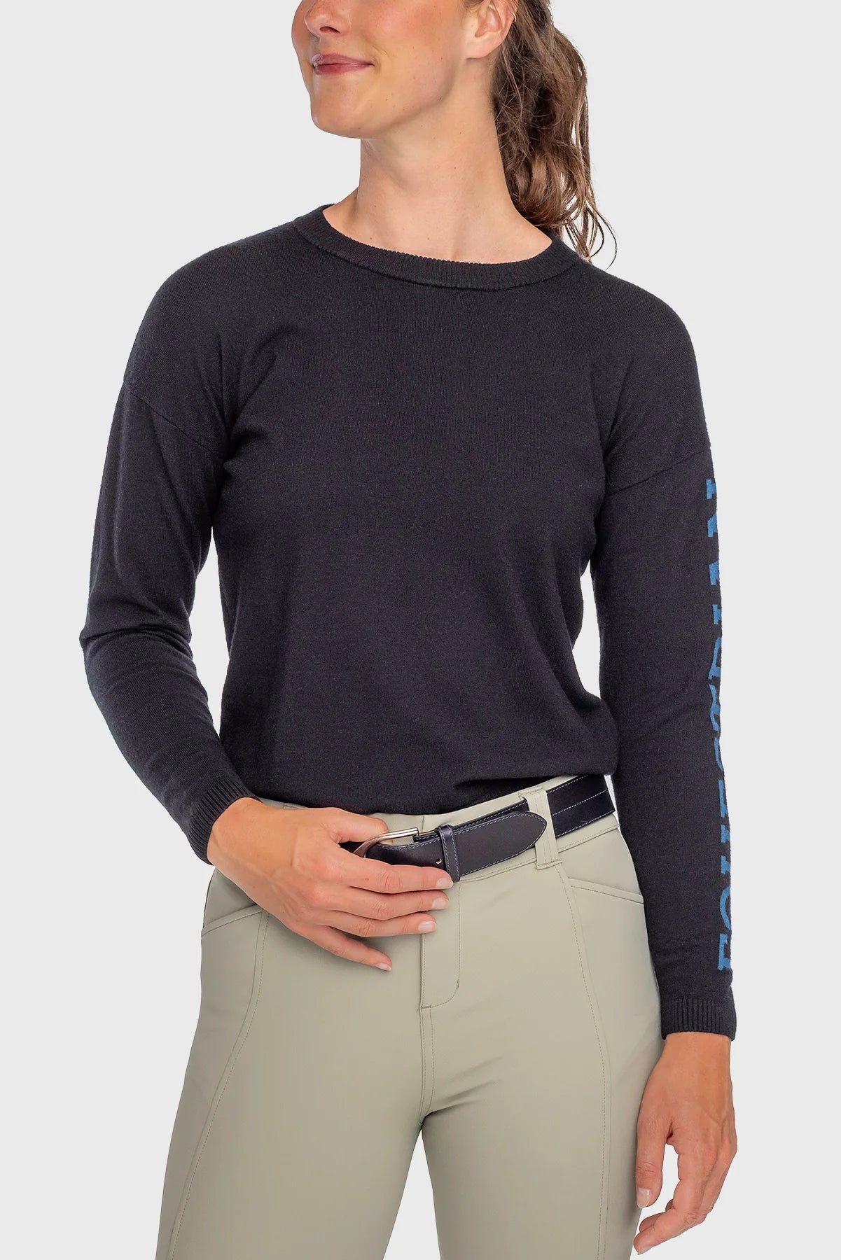 Kastel Denmark Black with Sailor Blue "Equestrian" Crewneck Sweater