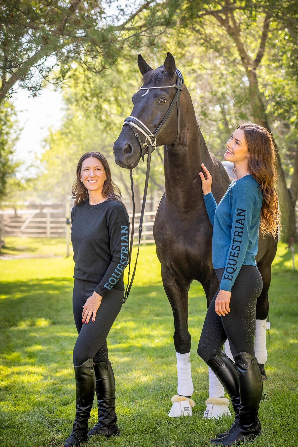 Kastel Denmark Black with Sailor Blue "Equestrian" Crewneck Sweater