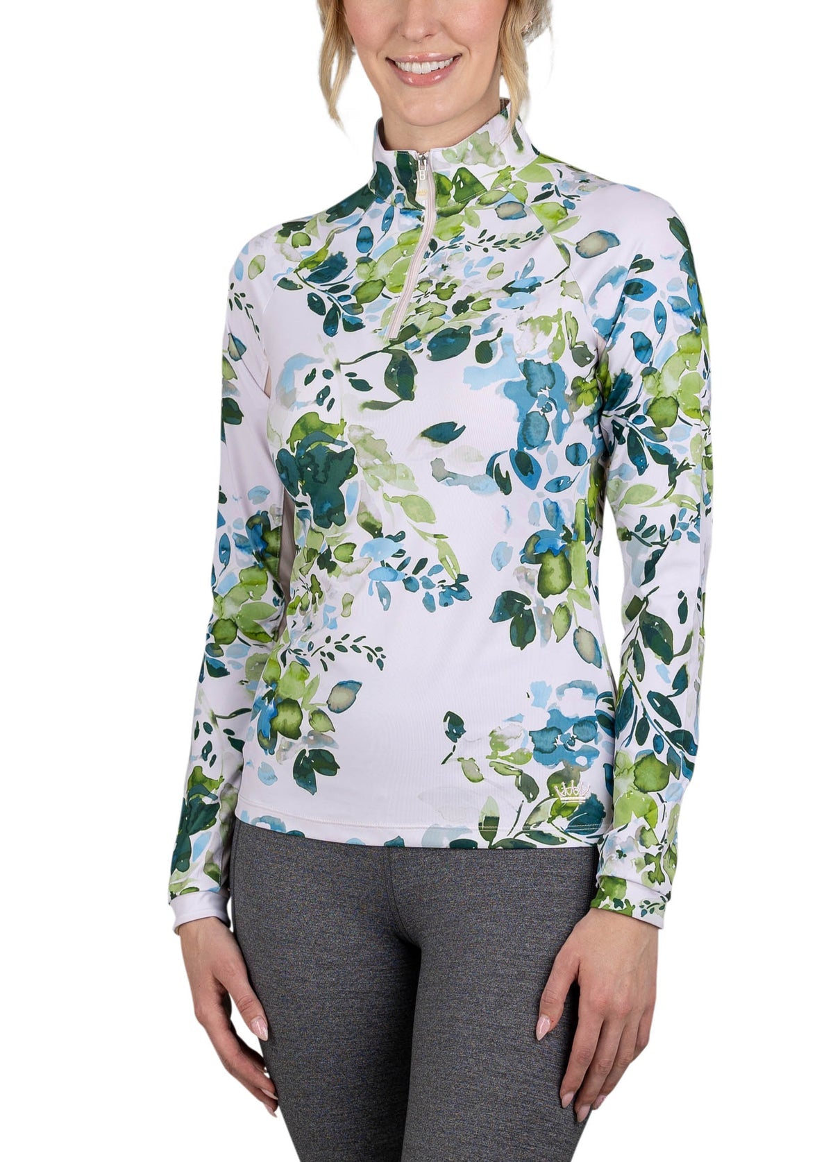 Long Sleeve Emerald Watercolor Floral