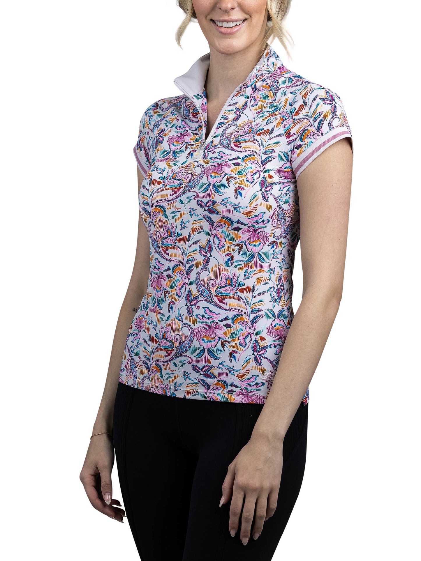 Parisian Floral Cap Sleeve with Trim