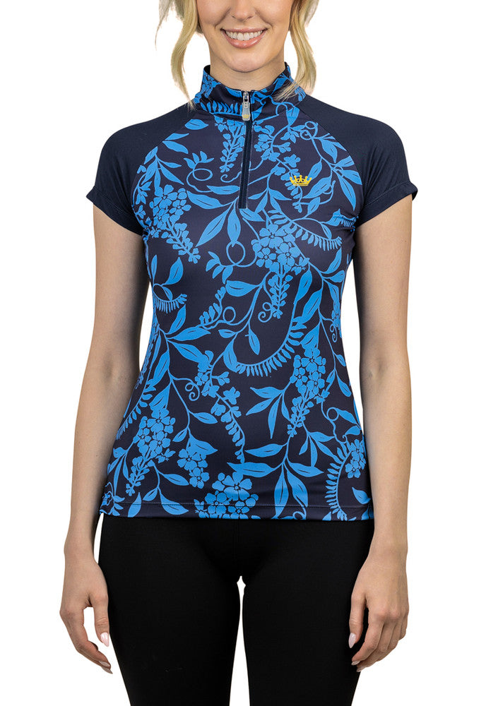 Kastel Denmark Navy & Periwinkle Climbing Vine Cap Sleeve