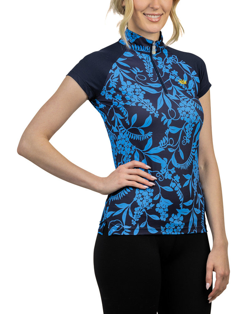 Kastel Denmark Navy & Periwinkle Climbing Vine Cap Sleeve