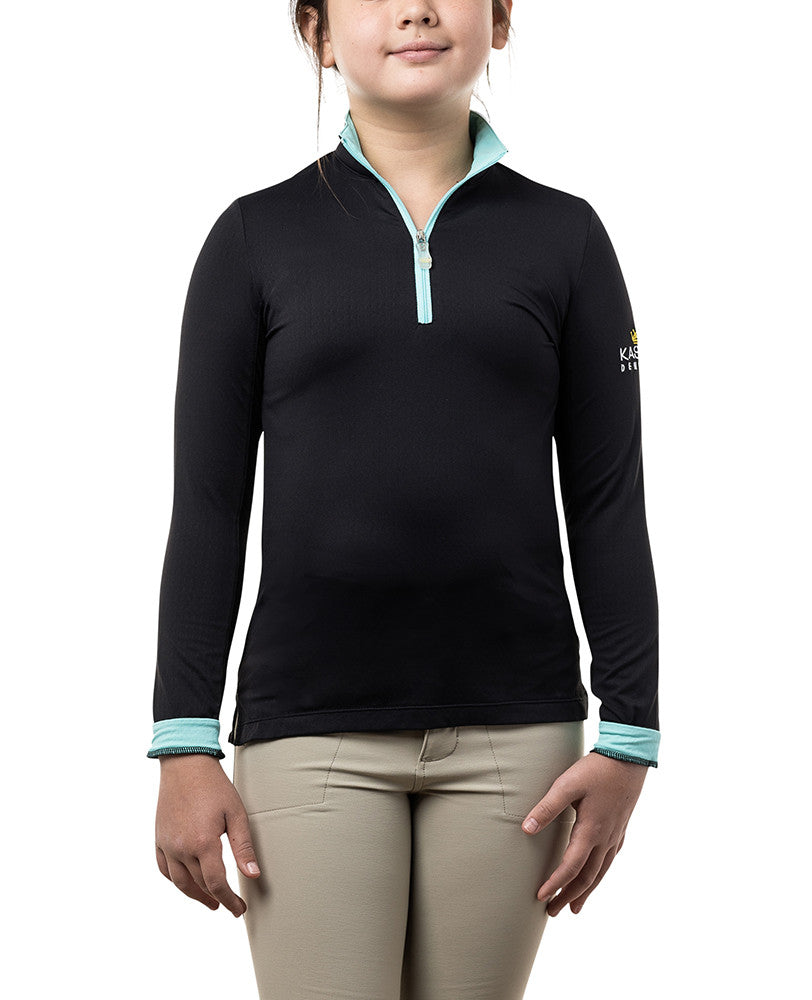 Kastel Denmark Kids Long Sleeve Black with Turquoise Trim