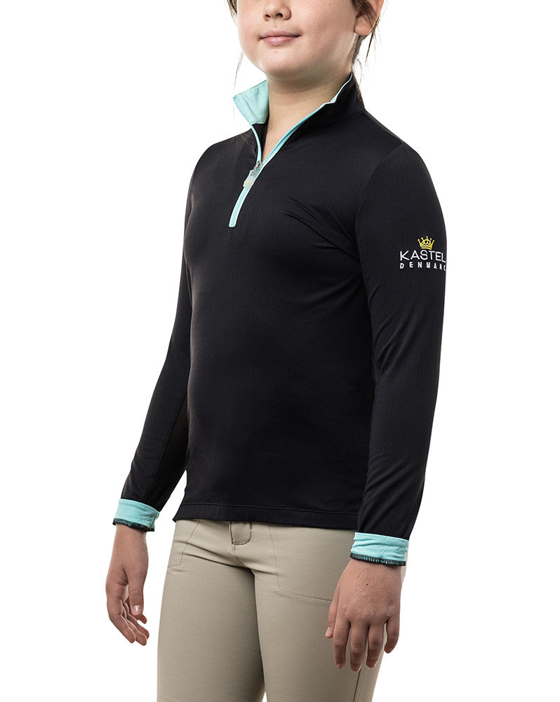 Kastel Denmark Kids Long Sleeve Black with Turquoise Trim