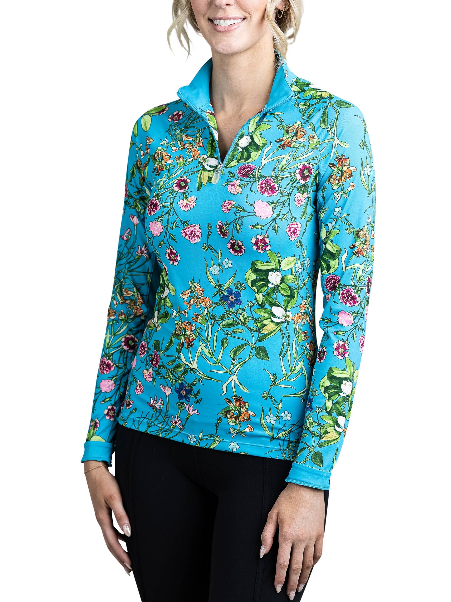 Long Sleeve Turquoise Botanical