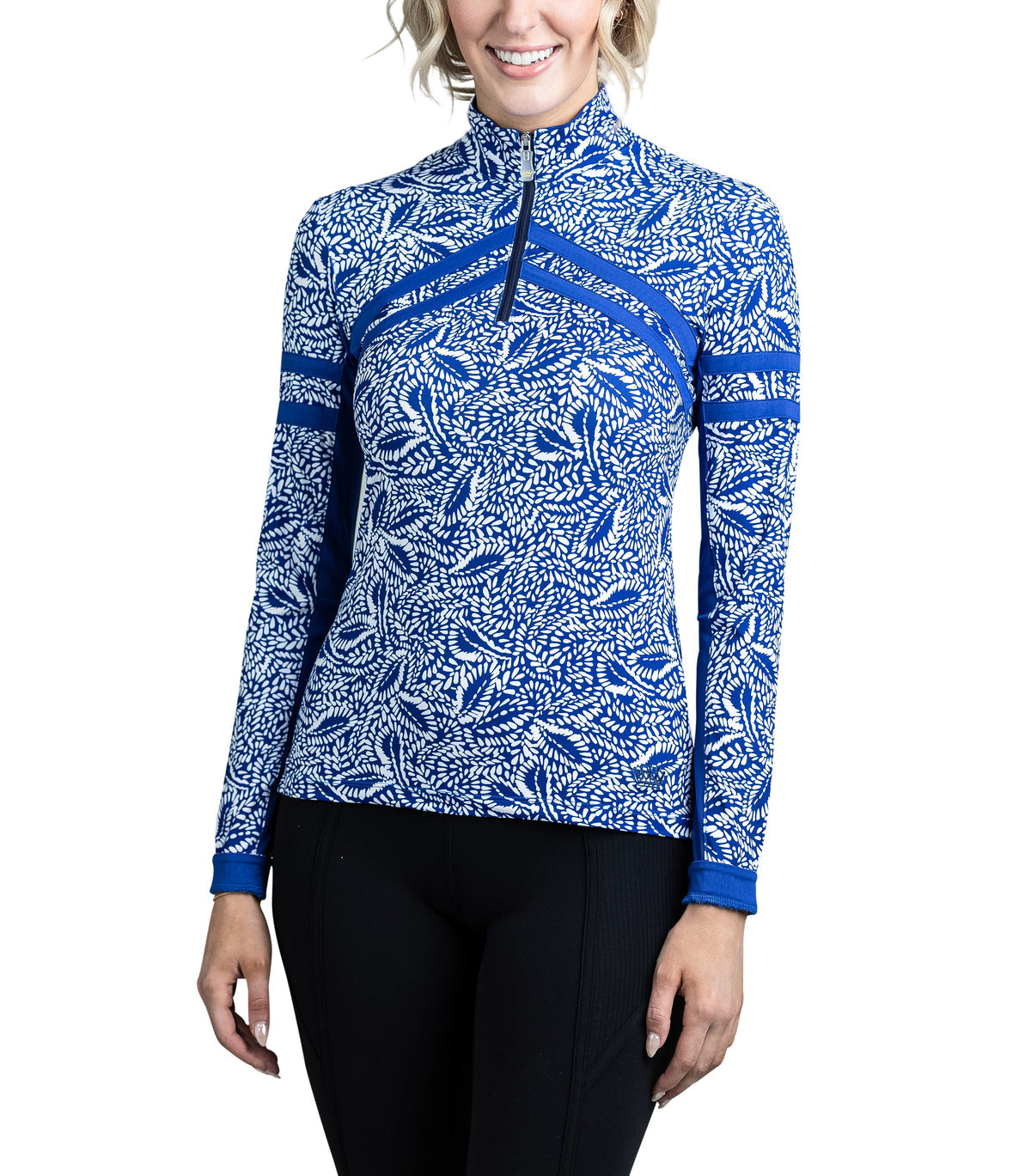 Blue and White Chevron Leaves Long Sleeve Medium Only