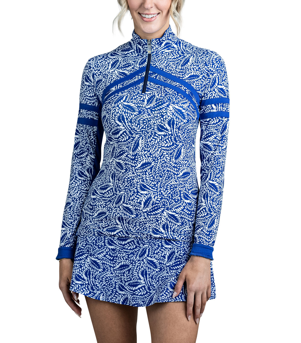 Blue and White Leaves Skort