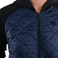 Quilted Front Navy Hooded Bomber Jacket