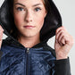Quilted Front Navy Hooded Bomber Jacket