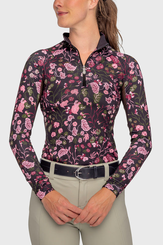 Kastel Denmark Black Modern Begonia Long Sleeve 1/4 Zip Sun Shirt XSmall Only