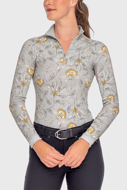 Kastel Denmark Long Sleeve Dove Vintage Jacobean 1/4 Zip Sun Shirt