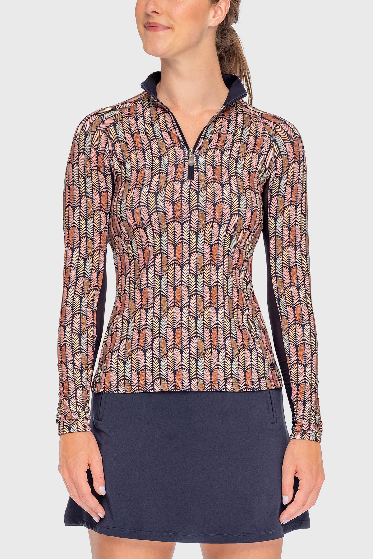 Kastel Denmark Long Sleeve Navy Plumes 1/4 Zip Sun Shirt