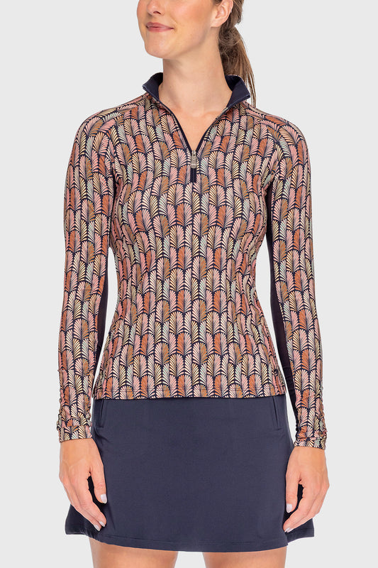 Kastel Denmark Long Sleeve Navy Plumes 1/4 Zip Sun Shirt