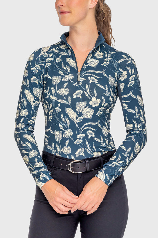 Kastel Denmark Sailor Blue French Tulip Long Sleeve 1/4 Zip Sun Shirt