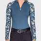 Kastel Denmark Sailor Blue French Tulip Raglan Long Sleeve 1/4 Zip Sun Shirt