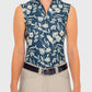 Kastel Denmark Sailor Blue French Tulip Ruched Back Sleeveless 1/4 Zip Sun Shirt