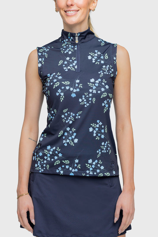 Kastel Denmark Tank Sleeve Navy Rosebuds