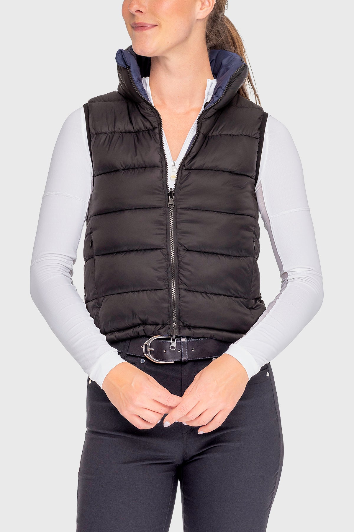 Kastel Denmark Navy and Black Reversible Quilted Puffer Vest