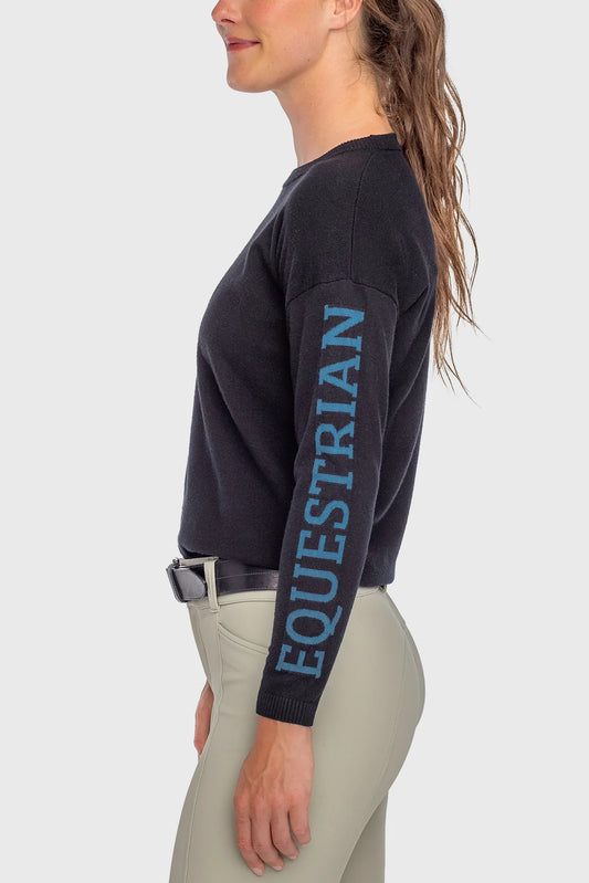 Kastel Denmark Black with Sailor Blue "Equestrian" Crewneck Sweater