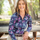 Kastel Denmark Long Sleeve Navy Garden Blooms 1/4 Zip Sun Shirt