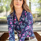 Kastel Denmark Long Sleeve Navy Garden Blooms 1/4 Zip Sun Shirt