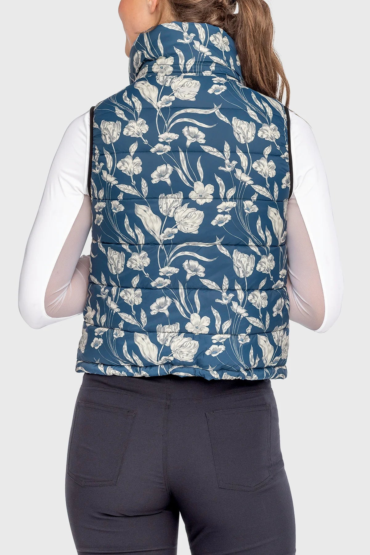 Kastel Denmark Sailor Blue French Tulip & Solid Reversible Puffer Vest