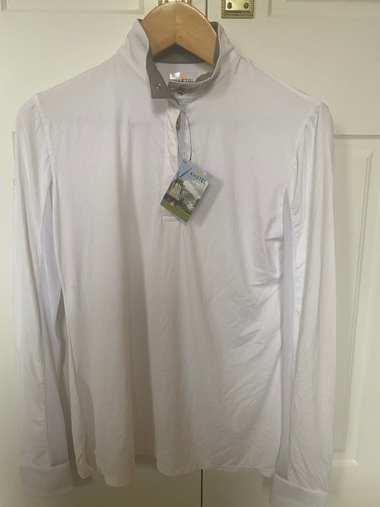 Kastel Denmark Long Sleeve Show Shirt White with Grey Trim
